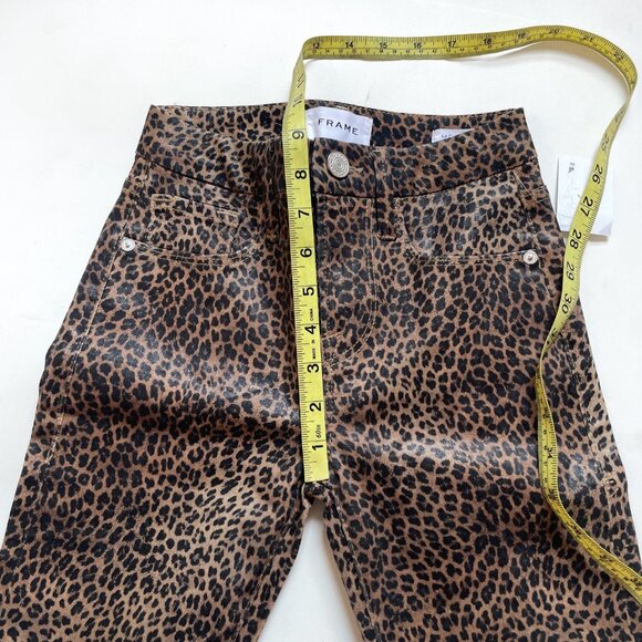 FRAME Le Crop Mini Boot Coated Jeans Leopard Size 23 NEW NWT - Picture 9 of 10